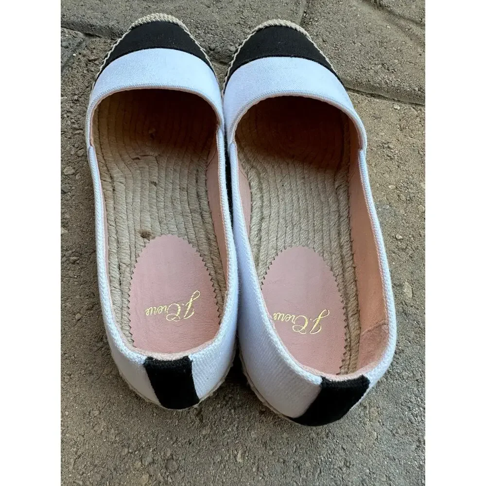 J. Crew Black and White Espadrille Shoes size 10